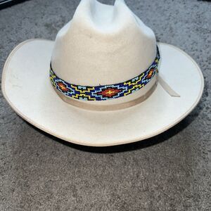 Cream Cowboy Hat with Beaded Band